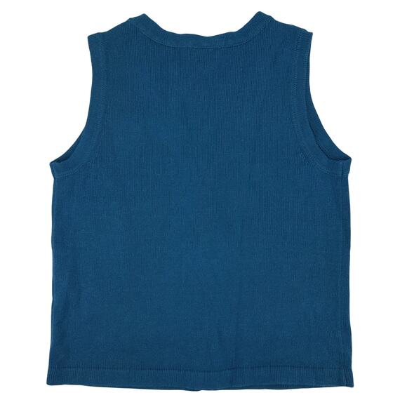 NEW Christopher & Banks Womens Sweater Vest Small Turquoise Winter Snowflakes 3D - Picture 6 of 9